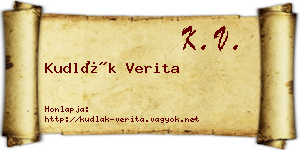 Kudlák Verita névjegykártya